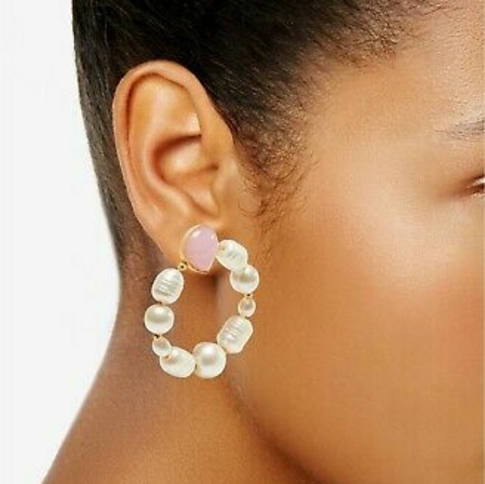 Kate Spade NY Stone & Pearl Door Knocker Earrings - Picture 2 of 8